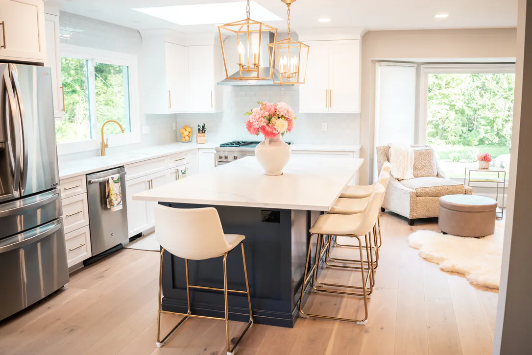 Custom 8-inch White Oak flooring with sawn face wear layer and Baltic Birch core in Plymouth, MI by 1 Wood Floors
